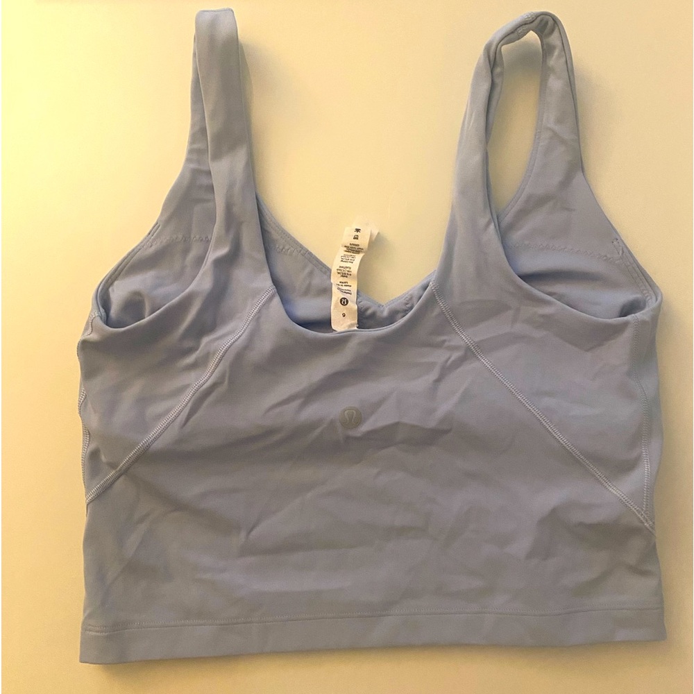 Lululemon crop tank top in light blue.